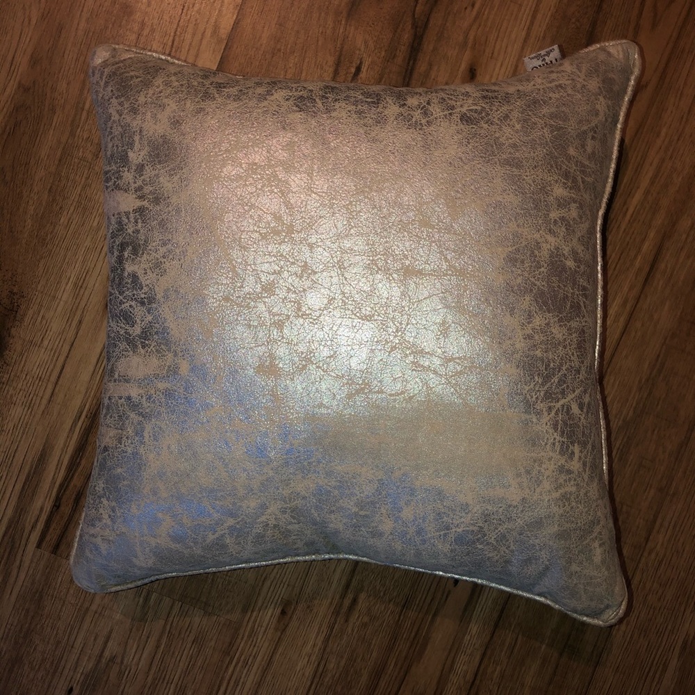 Metallic Silver Rustic Throw Pillow - Picture 3 of 4